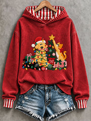Sweat à capuche régulier pour femme Noël drôle chien Art Print