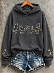 Sweat-shirt mignon à imprimé chat pour femme