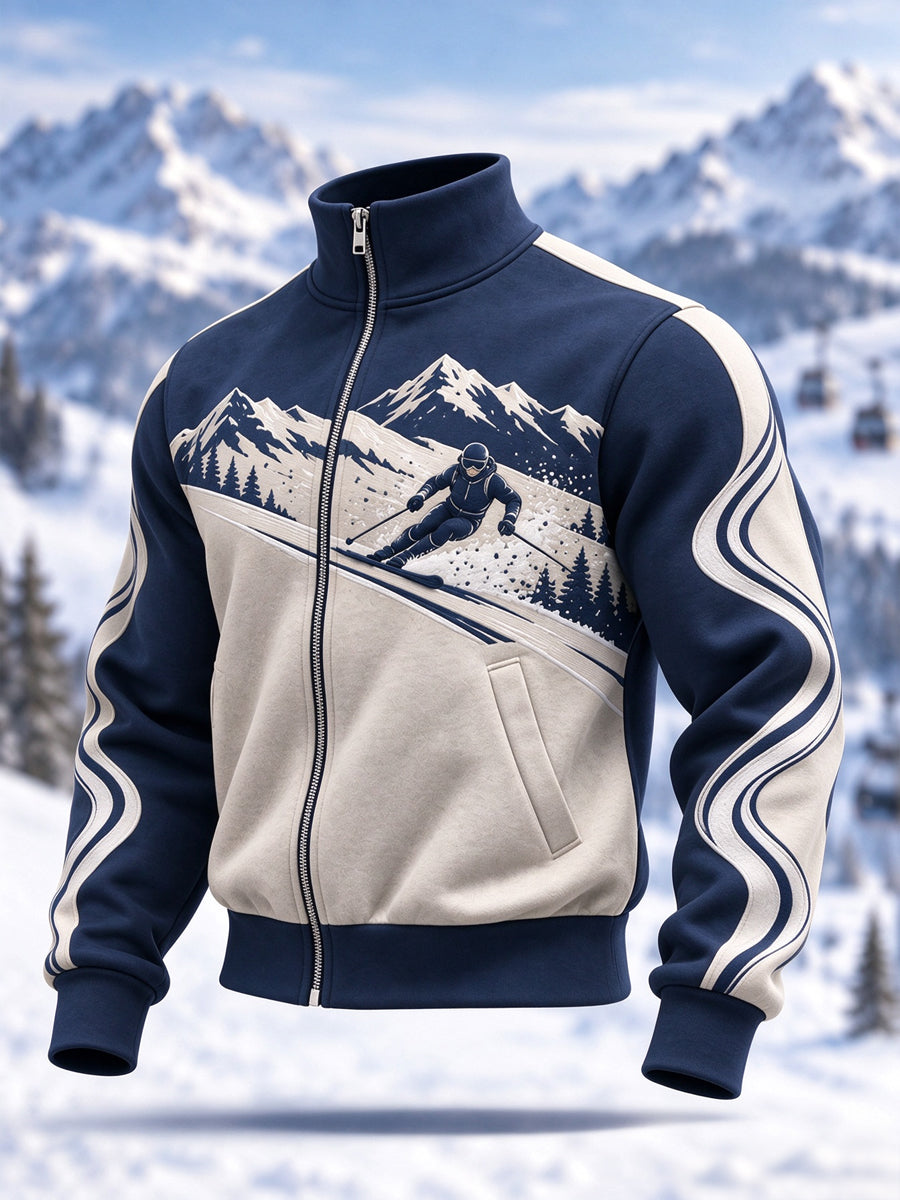 Sweat-shirt décontracté à fermeture éclair pour amateurs de ski, prêt pour la saison hivernale