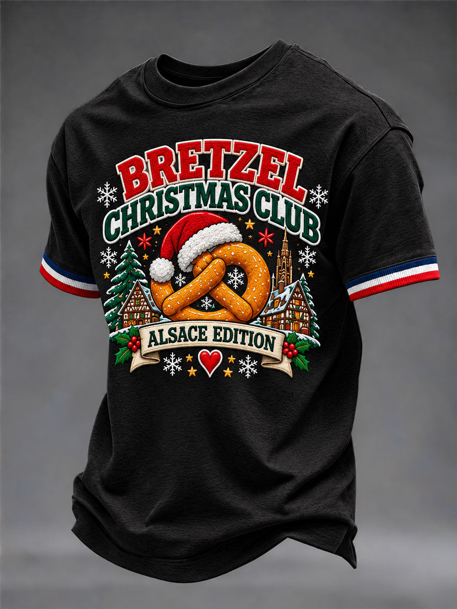 T-shirt du Club de Noël Bretzel pour hommes-Édition Alsace