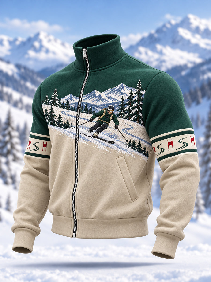 Sweat-shirt décontracté à fermeture éclair pour amateurs de ski, prêt pour la saison hivernale