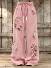 Rose des femmes et Rose Charité Ruban Motif Design Casual Sweatpants
