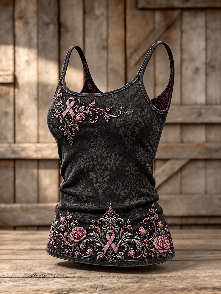 Gilet Décontracté Gothique Fleuri Imprimé Ruban Rose Femme