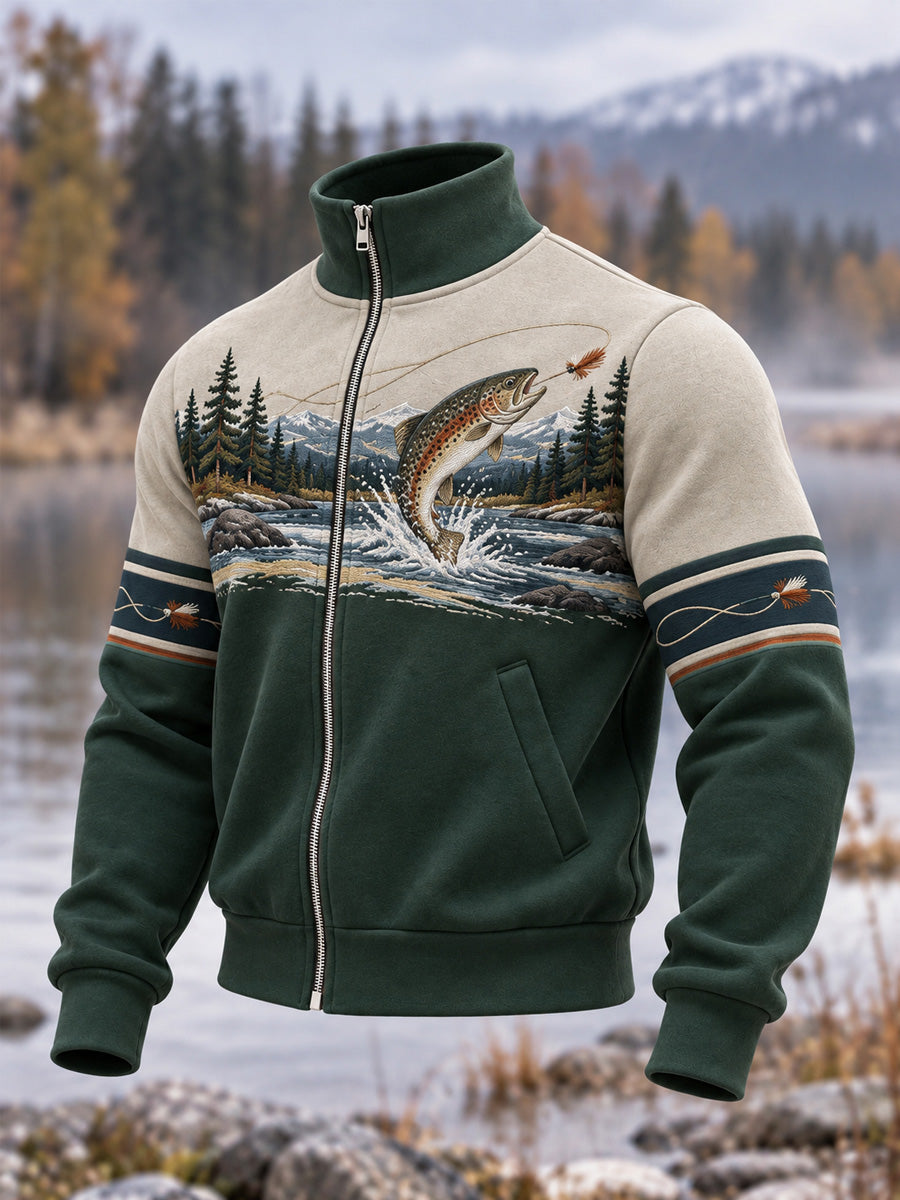 Haut Vintage Wilderness Fishing Print Homme