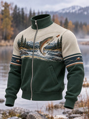 Haut Vintage Wilderness Fishing Print Homme