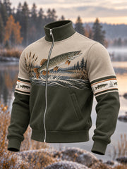 Haut vintage pour homme à motif pêche en pleine nature