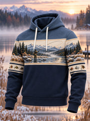 Sweat à capuche surdimensionné à épaules tombantes pour homme, style vintage, motif pêche en pleine nature, avec poches