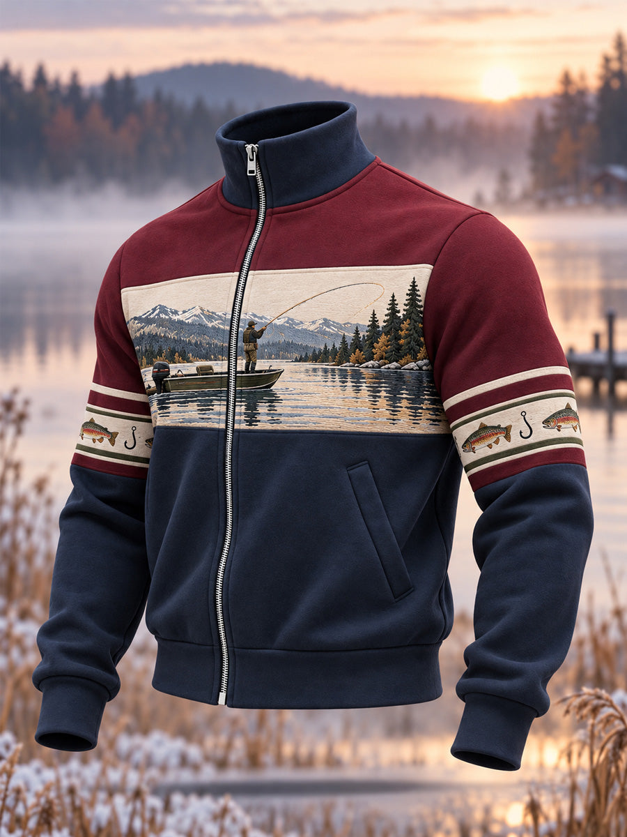Haut vintage pour homme à motif pêche en pleine nature