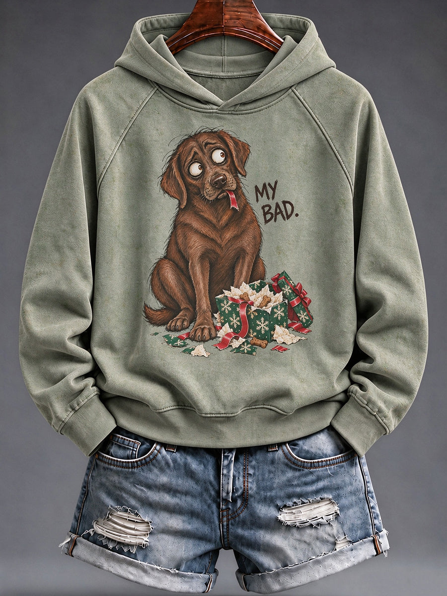 Sweat à capuche drôle de chien de Noël pour femmes