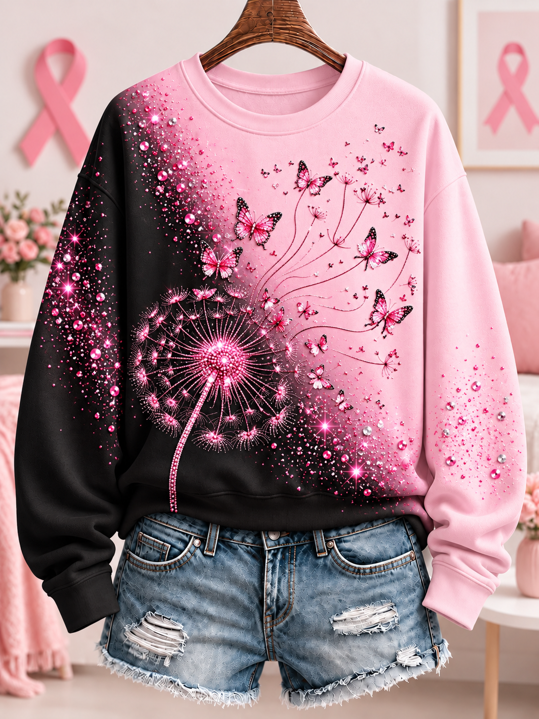 Sweat-shirt régulier pour le cancer du sein chez les femmes