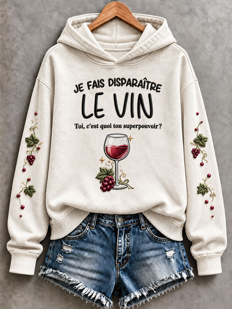 Sweat-shirt femme JE FAIS DISPARAÎTRE LE VIN, coupe classique