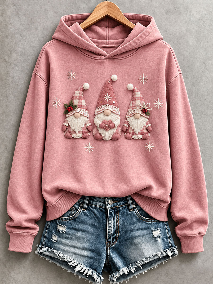 Sweat à Capuche Femme Gnome De Noël Rose