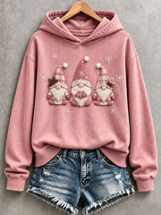 Sweat à Capuche Femme Gnome De Noël Rose