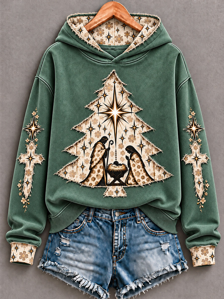 Christian Christmas True Story Art Imprimé Sweat à capuche pour femmes