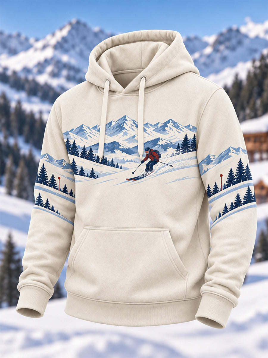 Les amateurs de ski pour hommes prêts pour la saison de ski Casual surdimensionné drop-épaule Hoodie avec poches