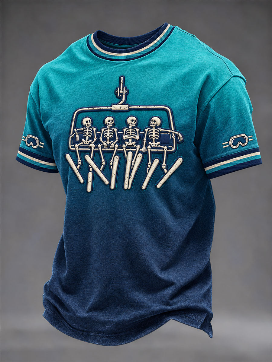 T-shirt Skeleton Ski Print Homme