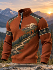 Wilderness Trail Print Hike Lovers Casual Zipper Sweatshirt pour hommes