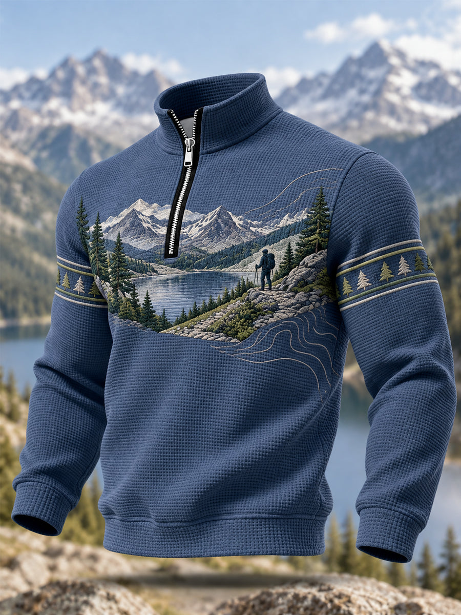 Sweat-shirt décontracté à fermeture éclair pour hommes, motif sentiers sauvages, pour les amoureux de la randonnée