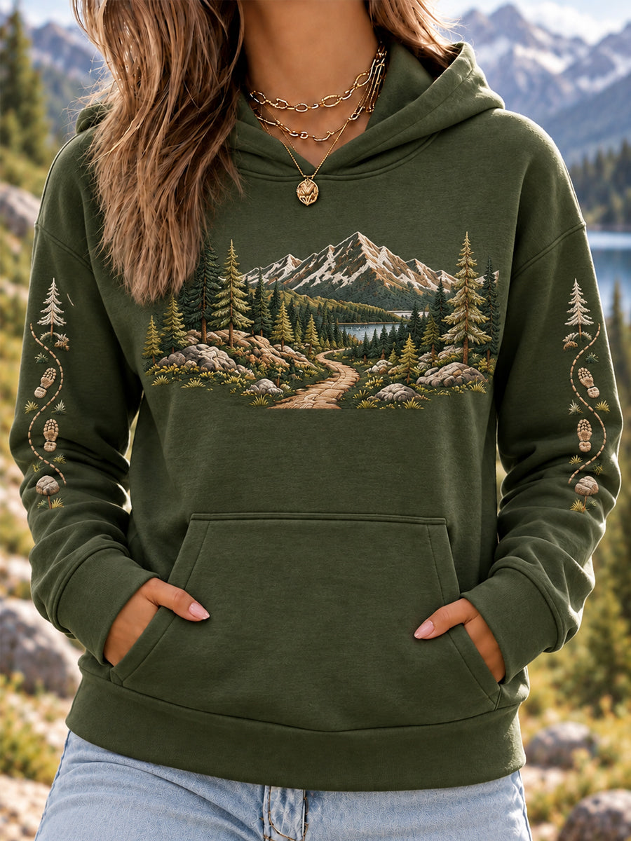 Sweat à capuche décontracté pour femme Wilderness Trail Print Hike Lovers