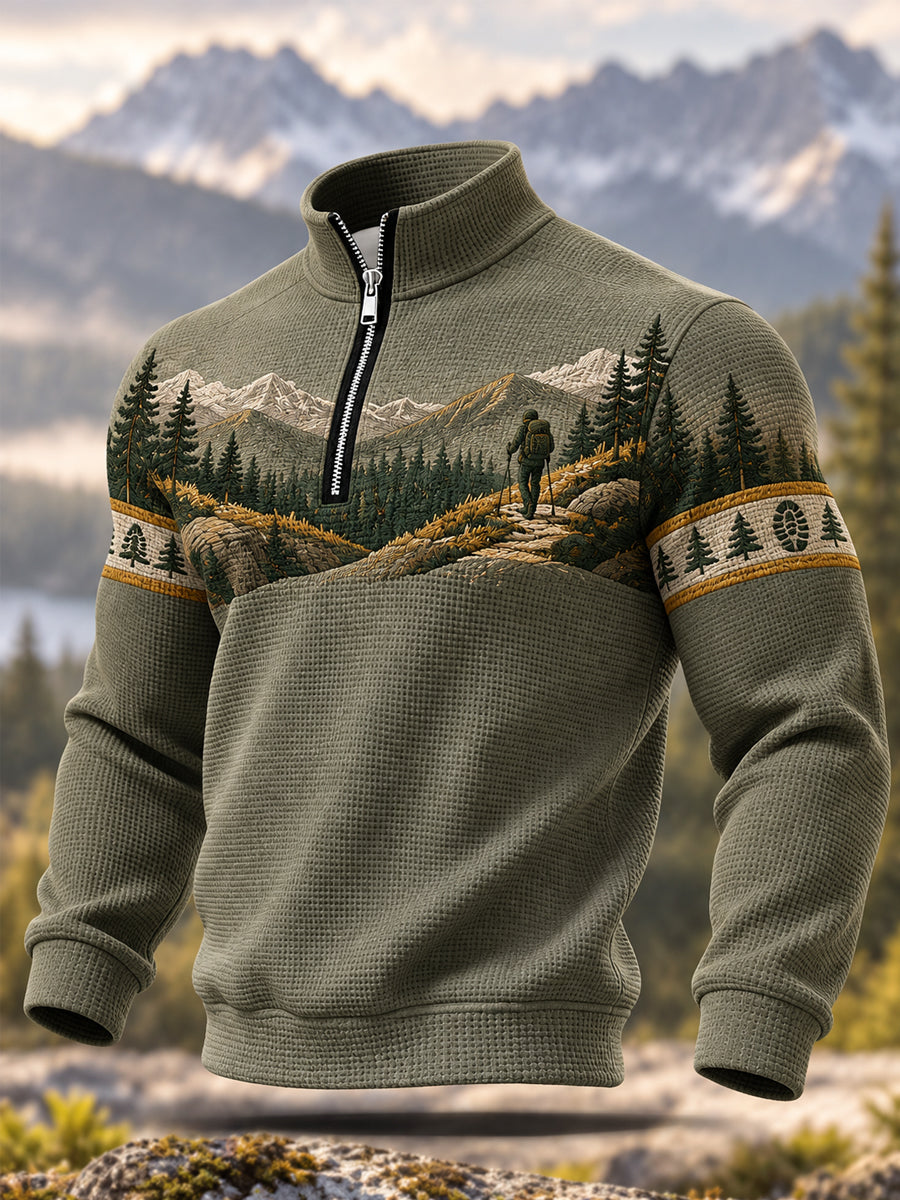Sweat-shirt décontracté à fermeture éclair pour hommes, motif sentiers sauvages, pour les amoureux de la randonnée
