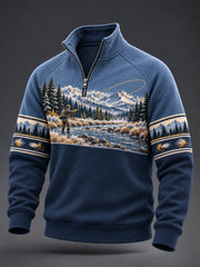 Sweat à capuche zippé vintage pour homme, motif pêche en pleine nature