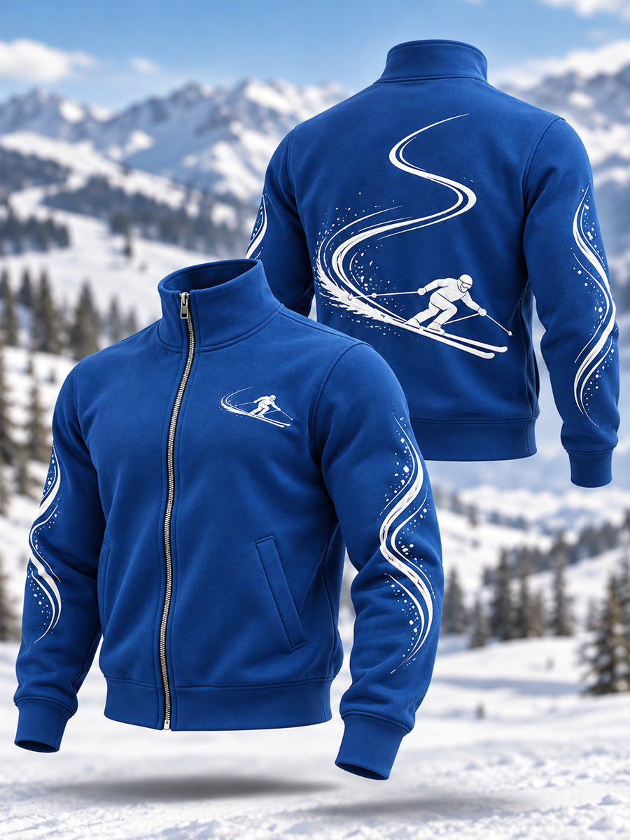 Sweat-shirt décontracté à fermeture éclair pour amateurs de ski, prêt pour la saison hivernale