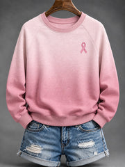 Femmes Rose Charité Ruban Motif Gradient Conception Casual Sweatshirt
