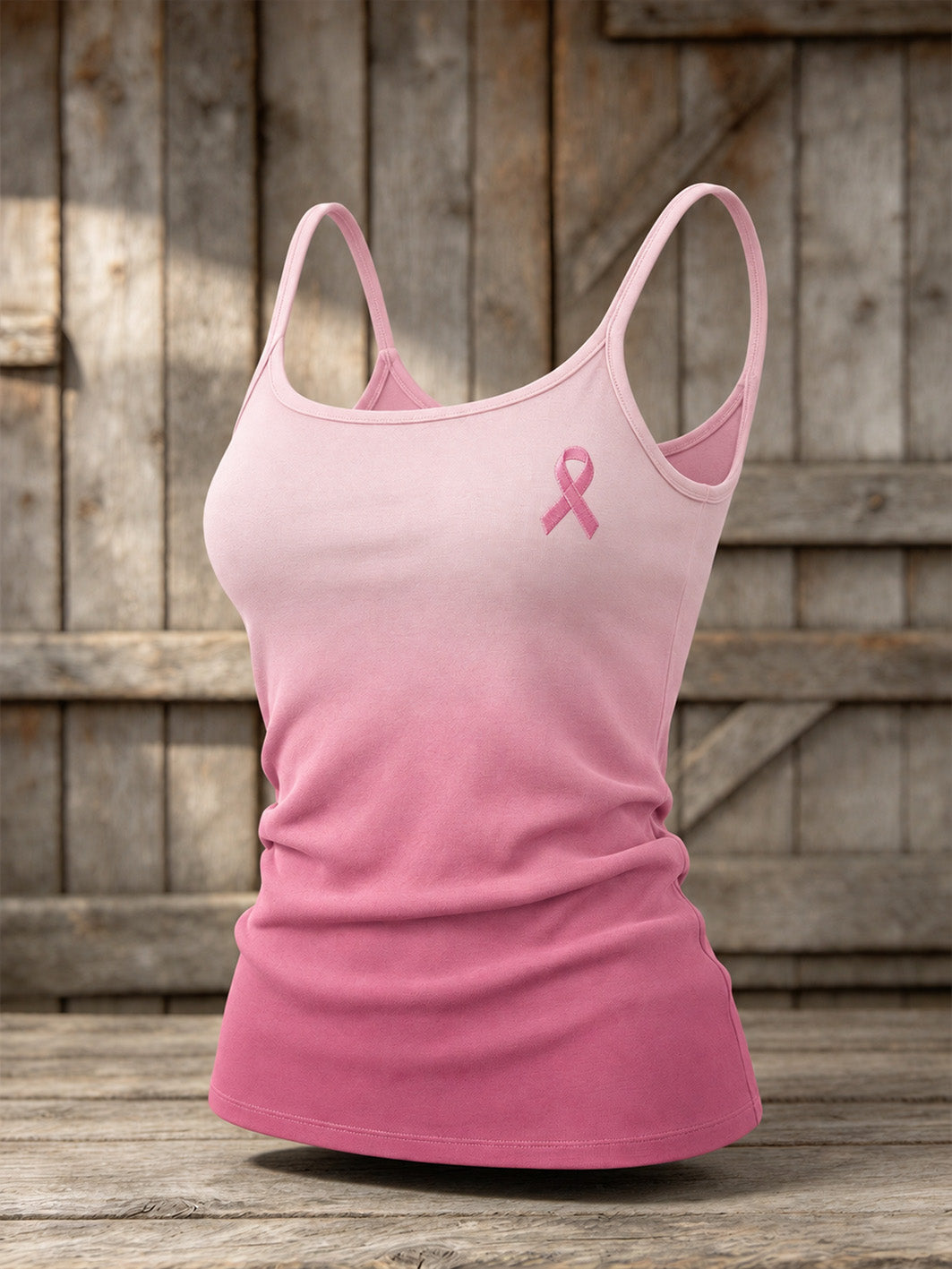 Femmes Rose Charité Ruban Motif Dégradé Conception Décontracté Gilet