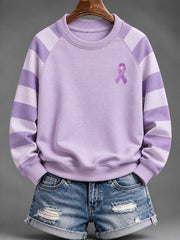 Violet Charité Ruban Motif Rayé Design Casual Sweat-shirt à manches Raglan