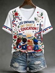 T-shirt imprimé pour femmes: LES ENFANTS ONT DROIT À L'ÉDUCATION