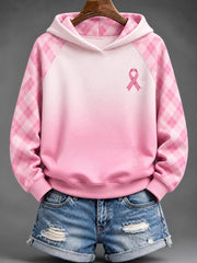 Femmes Rose Charité Ruban Motif Gradient Design Casual Hoodie